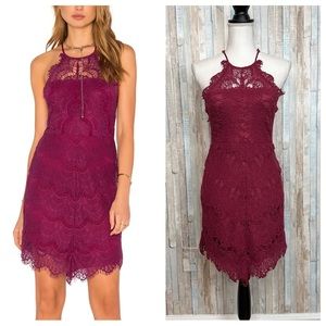 Free People XS Intimately Lace She’s Got It Slip Mini Dress Bodycon Raspberry
